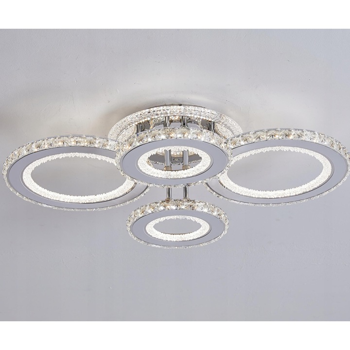 DeLux LED mennyezeti lámpa, elegáns dizájn, króm, 57x40x14cm, 115W