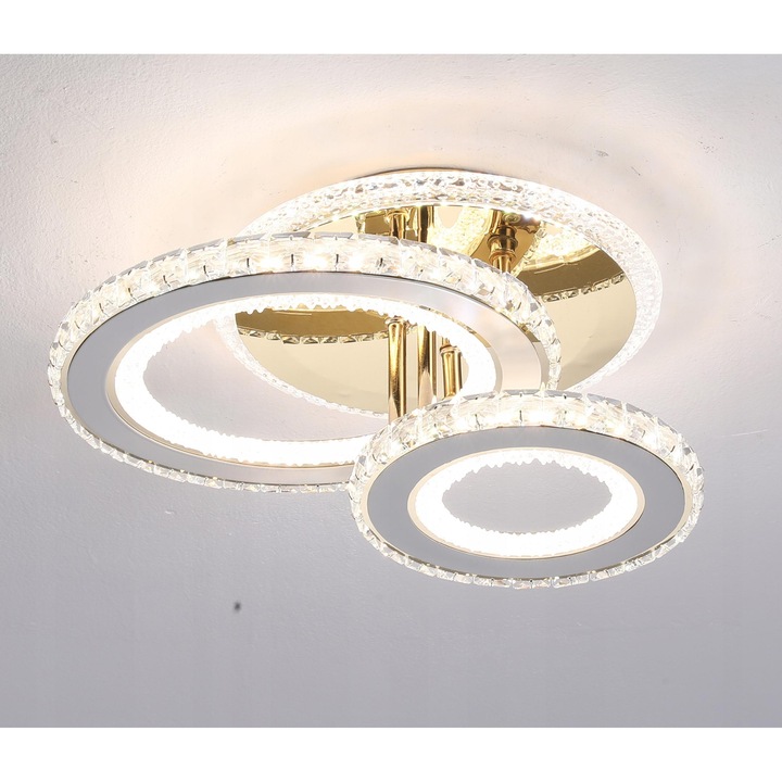 LED плафониера DeLux Eleganza, 63W, златиста, 35x26x14см, с дистанционно управление