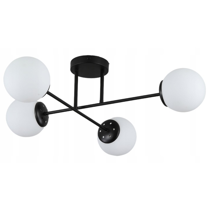 Plafoniera DeLux, design modern, negru, 70x28cm, sticla mata