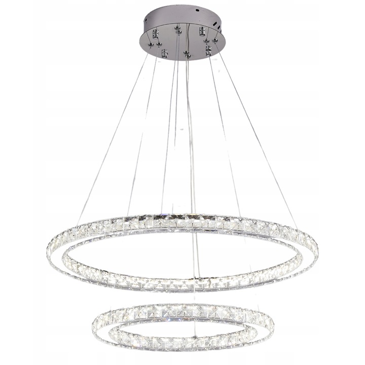 DeLux LED csillár, króm, 40x60cm