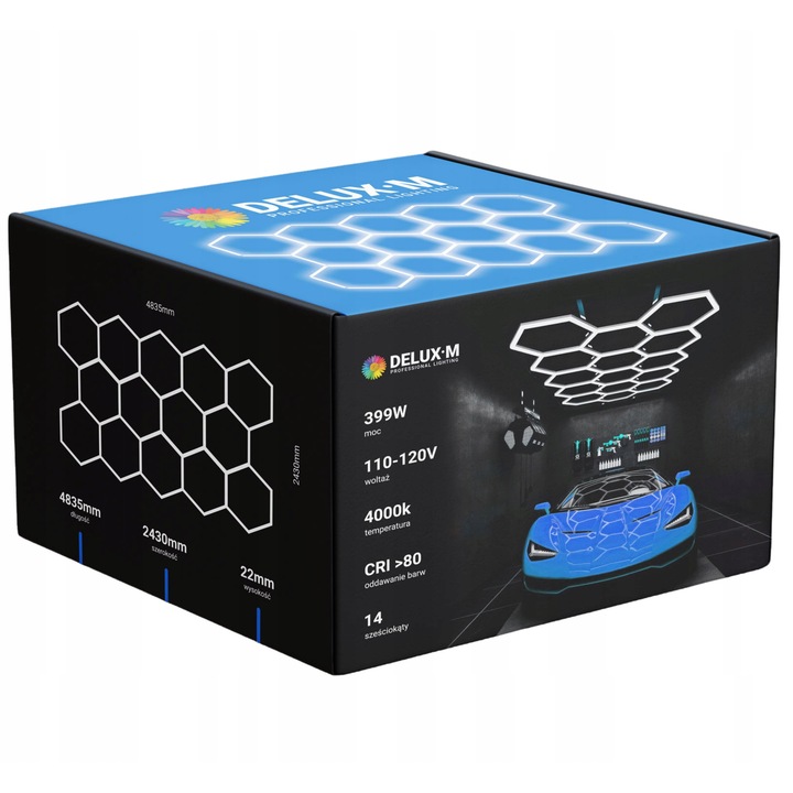 Hexagon DeLux LED плафон 2290x3940mm 4000K, модерен дизайн, икономичен