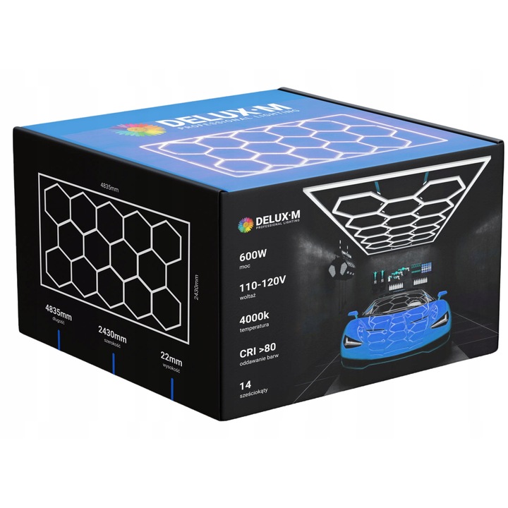 LED плафон Hexagon 243x484см, 4000K, DeLux, модерен дизайн, енергийно ефективен