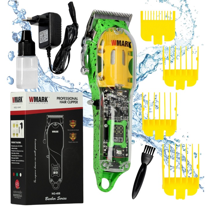 Masina de tuns electrica Barber Series, WMark, Verde/Galben