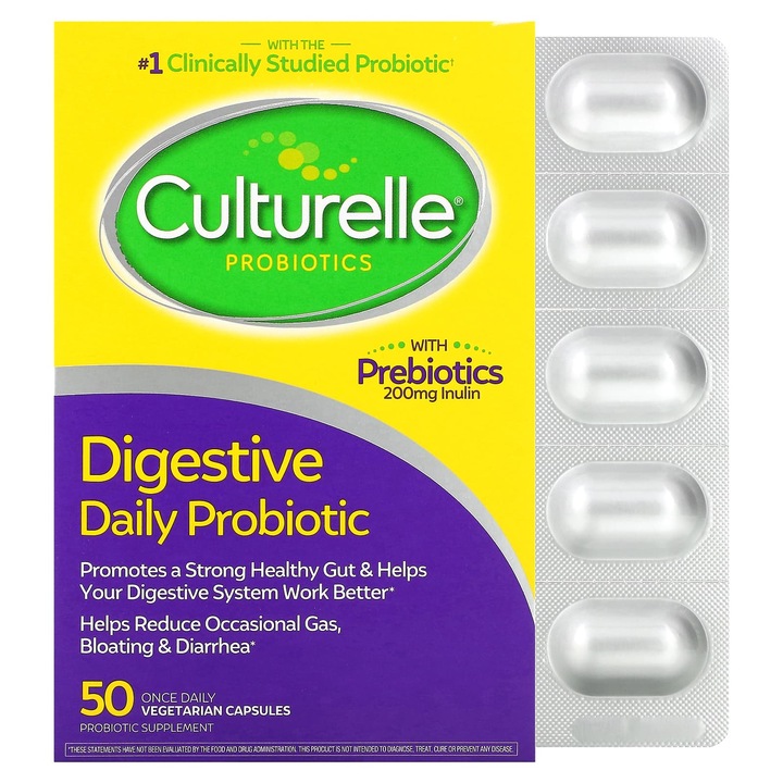 Supliment, Culturelle, Probiotic digestiv zilnic, 50 capsule vegetariene o data pe zi