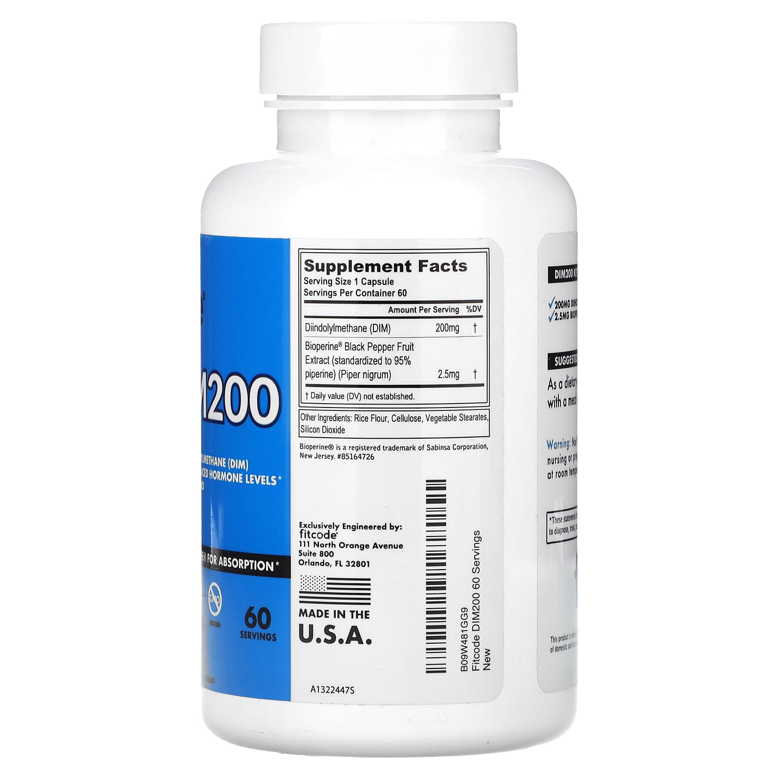 Supliment, Fitcode, DIM200, diindolilmetan (DIM), 200 mg, 60 capsule ...