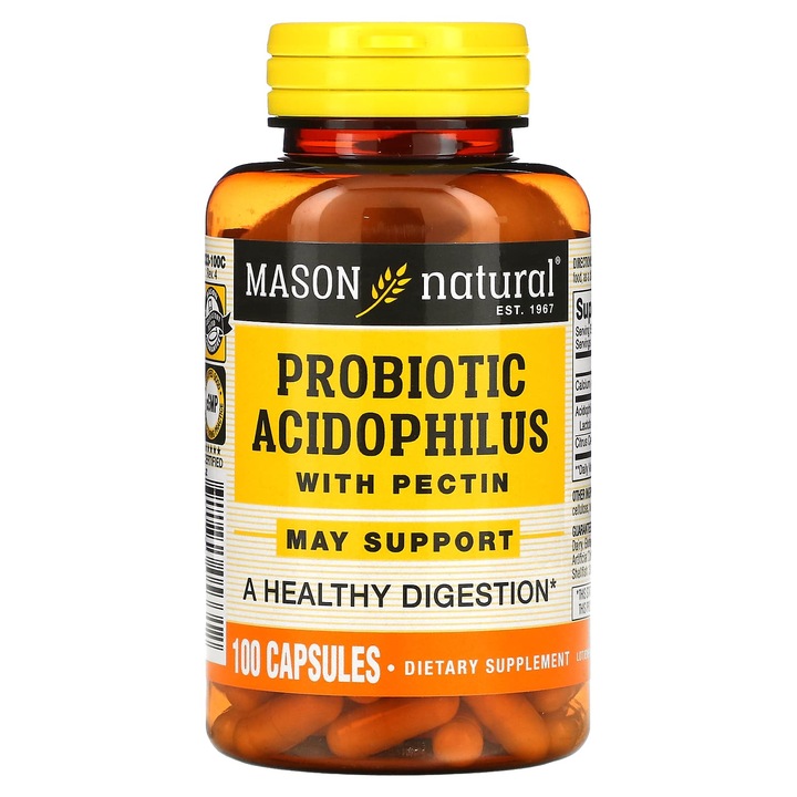 Supliment, Mason Natural, Probiotic Acidophilus cu Pectina, 100 Capsule