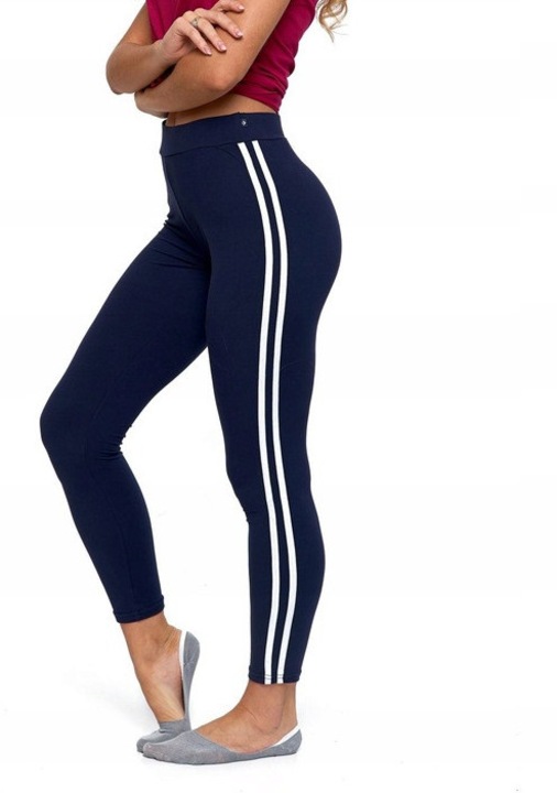 Női csíkos harisnyanadrág, Moraj, magas derekú, átlátszatlan, puha, kényelmes, sötétkék/fehér, L-XL INTL