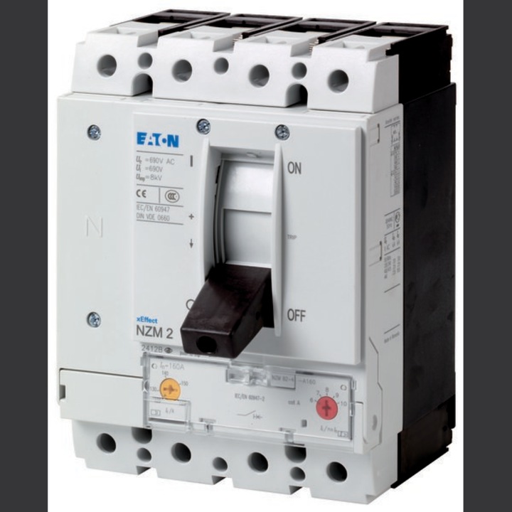 Disjunctoare electrice 4-poli Eaton 160A, cu protectie termomagnetica, dimensiuni compacte