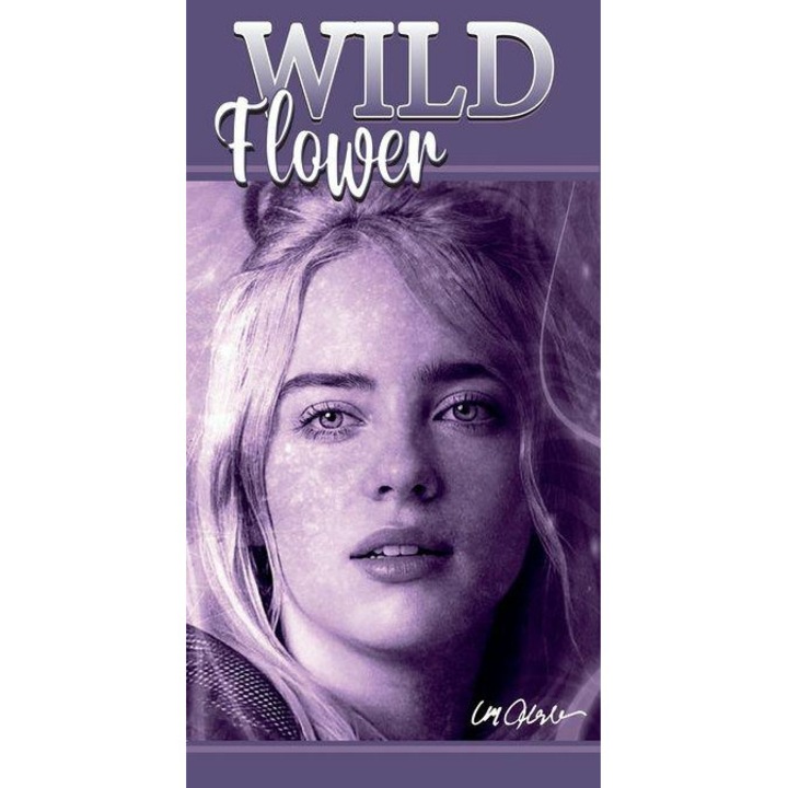 Плажна кърпа Jerry Fabrics Billie Eilish, памук, лилаво, 70x140 см