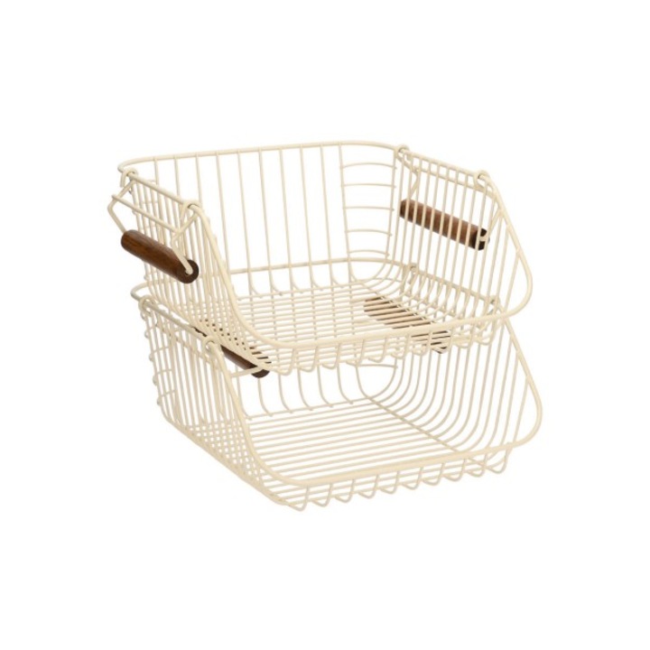 Кошница органайзер за кухня Estia Home Art Allure, метална, 26.5x29.5x16см, цвят слонова кост