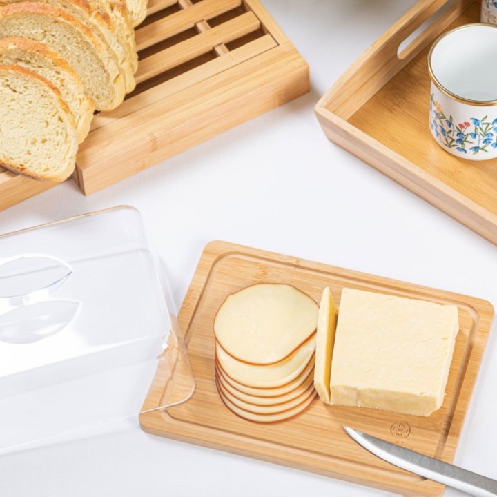 Seturi pentru servire, Estia Home Art, Bamboo Essentials, 24x18x7.5cm, cu capac din plastic