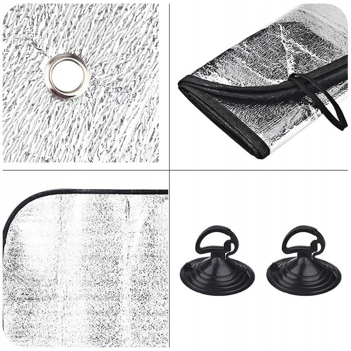 Сенник за кола, 130x60см, сребрист, със закрепване с вендузи