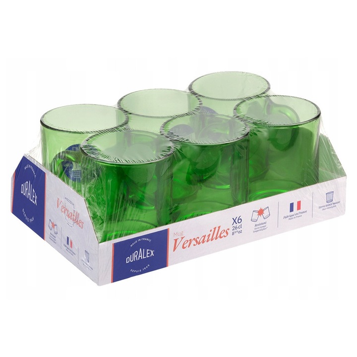 Duralex Versailles 260 ml-es 6 darabos pohárkészlet, ellenálló üveg, zöld