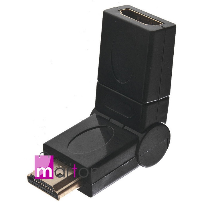 Luka 360° въртящ се HDMI адаптер, черен