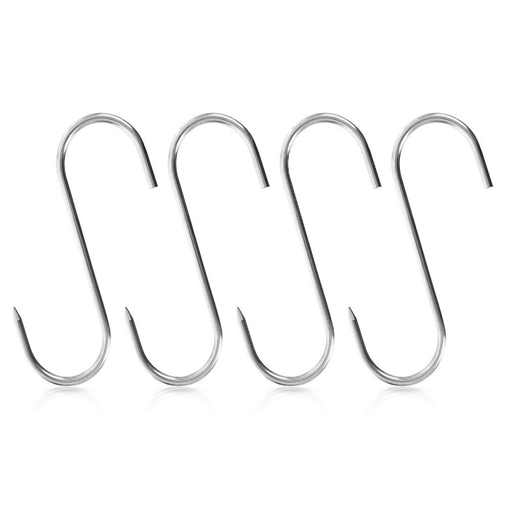 Set carlige de afumat din otel, 4 buc., 15x12 cm