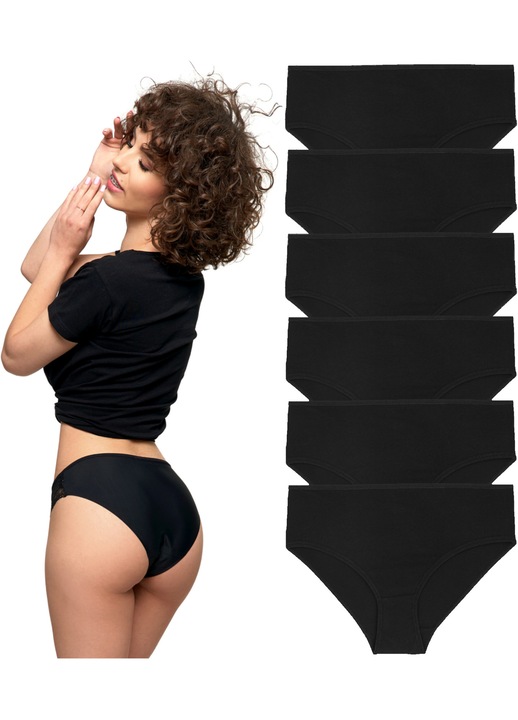 Női bugyi, Moraj, 6 darabos, fekete, pamut