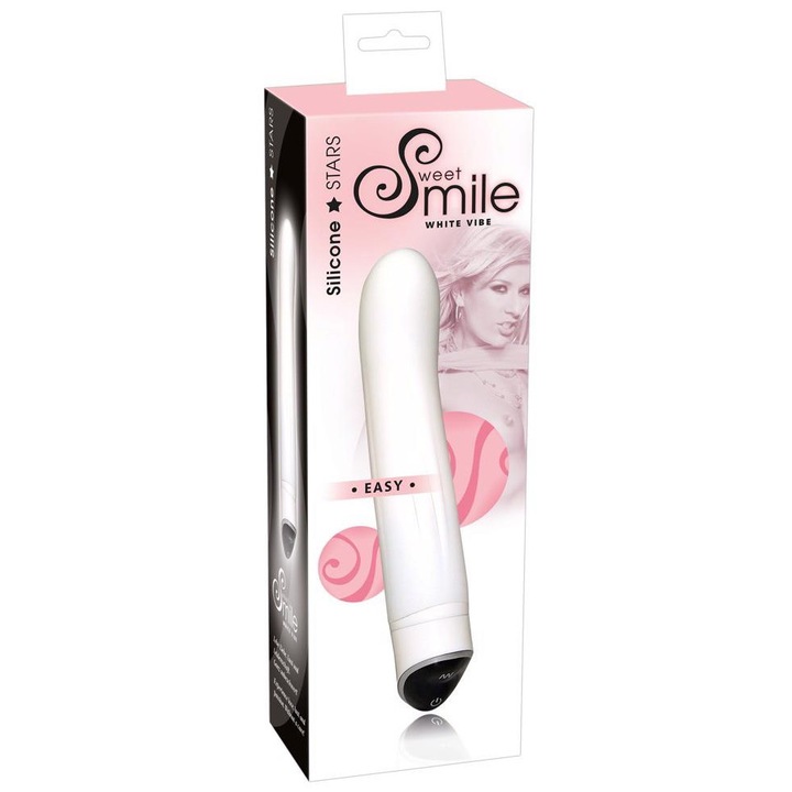 Вибратор Sweet Smile Easy, 7 режима, Бял, 22x3-3.9 см