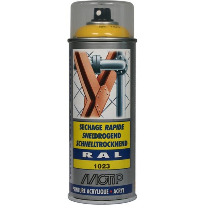 Akril spray festék, Motip, RAL 1023 figyelmeztető sárga 400 ml 07071