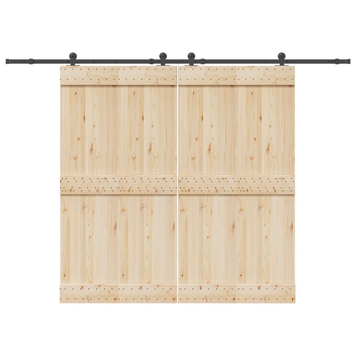 Set accesorii pentru usi glisante, vidaXL, 305cm, otel, negru