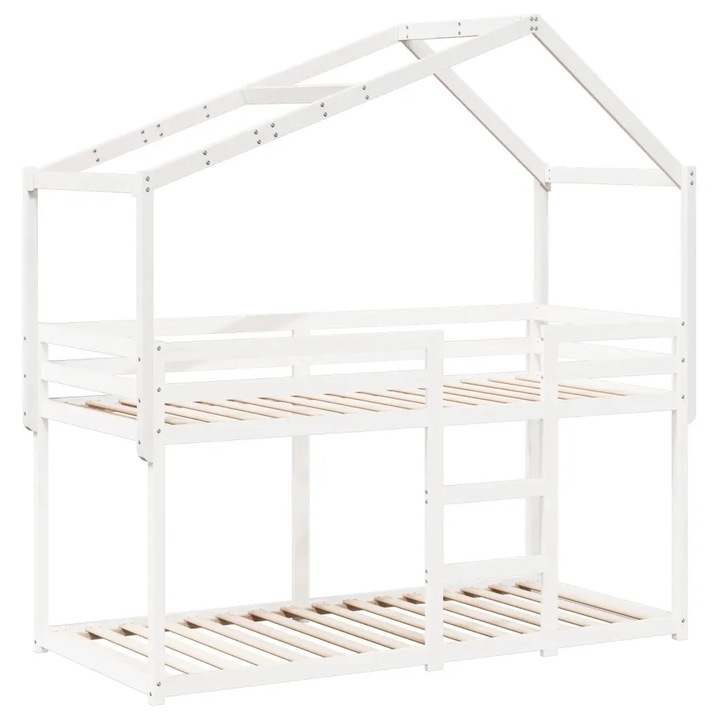 Baldachin pentru pat de copil, vidaXL, alb, 213x85,5x144,5 cm, pin