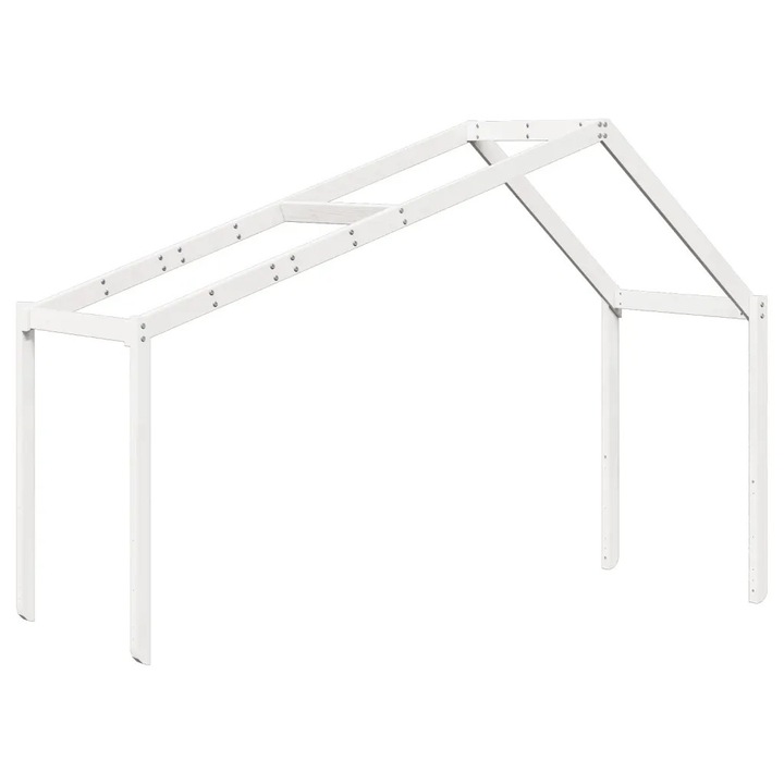 Baldachin pentru pat de copil, vidaXL, alb, 203x80,5x142 cm, pin