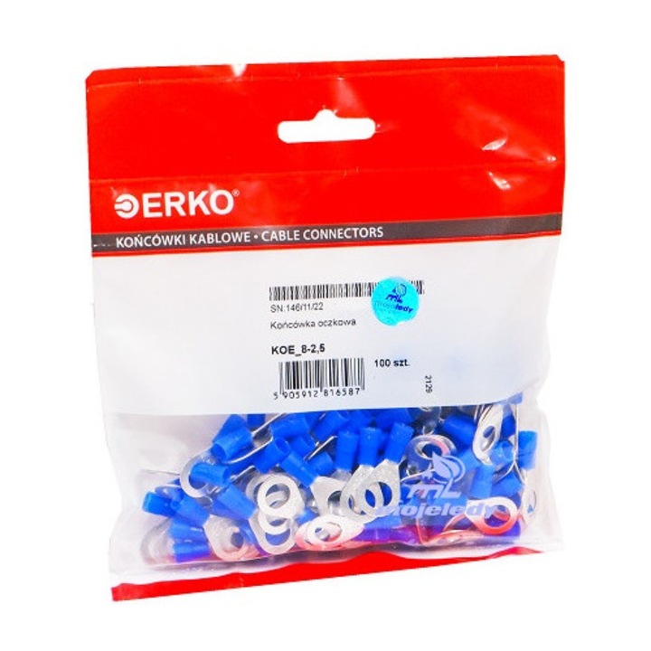 Terminal cu ochi izolat KOE 2.5mm M8 100 buc ERKO