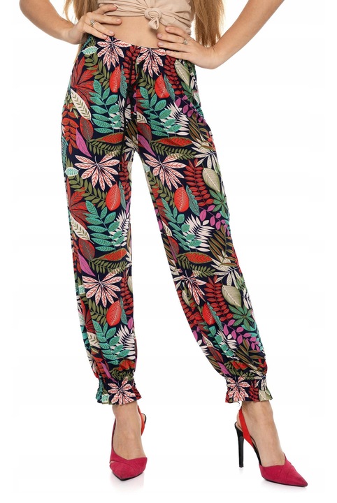 Дамски панталон Moraj, флорален мотив, полиестер/еластан, многоцветен