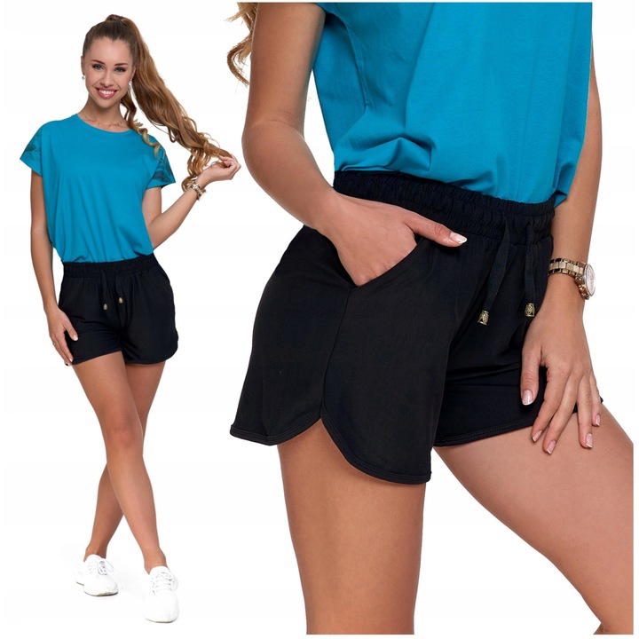 Női sportnadrág, Moraj, rövid, fekete, megkötős, kényelmes