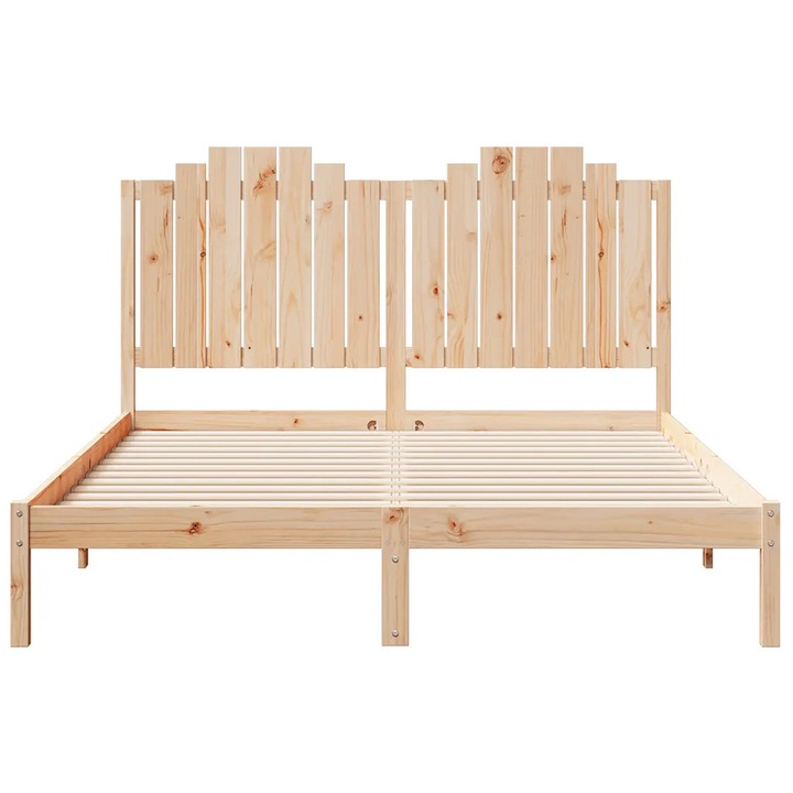 Cadru pat vidaXL din lemn masiv pin 160x210cm cu spatiu depozitare, tablie