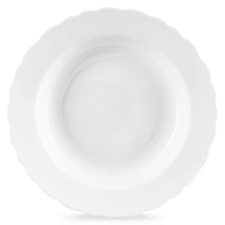 Farfurie adanca din portelan alb MONA, 24 cm, 350 ml
