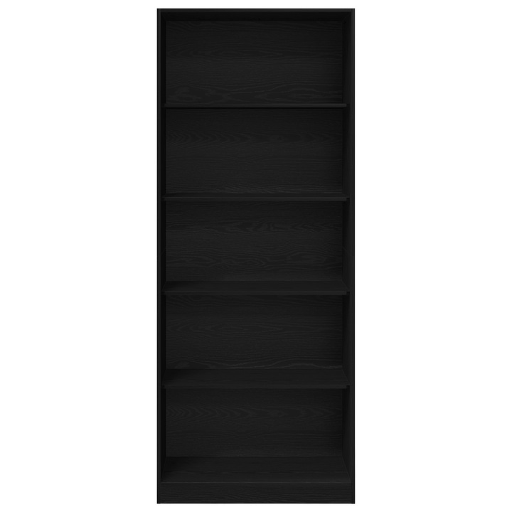 Dulap vidaXL, 80x50x200cm, negru, cu rafturi, bara de haine, montaj simplu