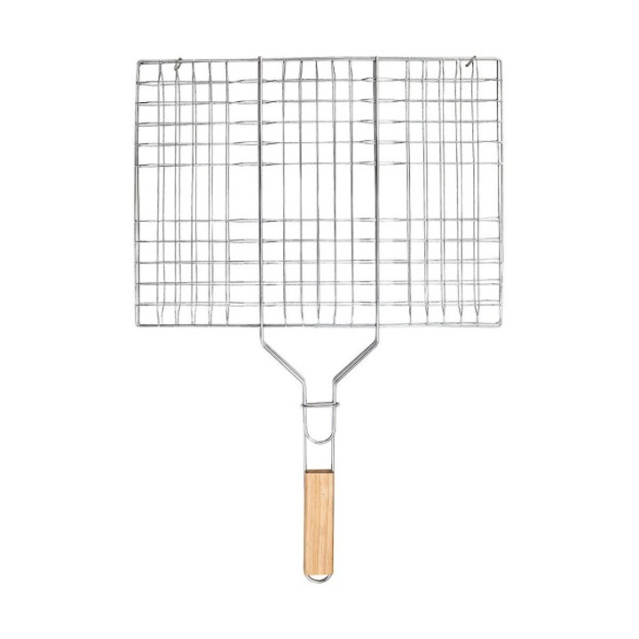Suport pentru gratar metalic, Estia Home Art, 60x40cm, maner lemn