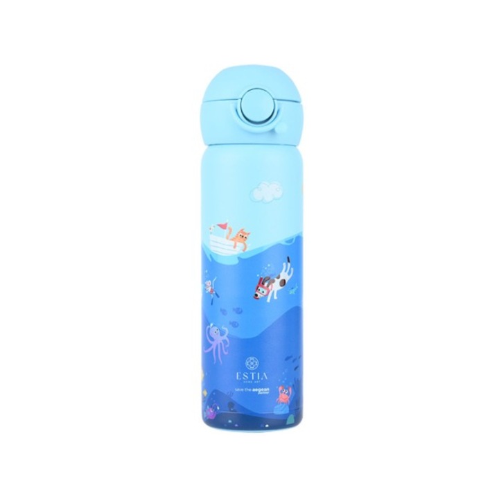 Termos pentru copii Estia Home Art Wonder Bottle 500ml, multicolor, 6 ore mentinere temperatura, capac cu sistem de siguranta
