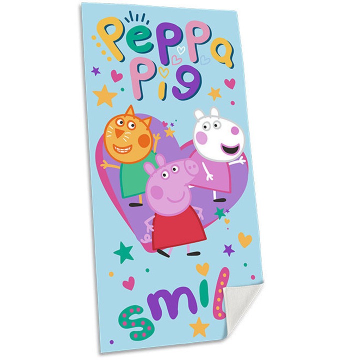 Плажна кърпа Euroswan, 70x140 см, 100% памук, мотив Swinka Peppa