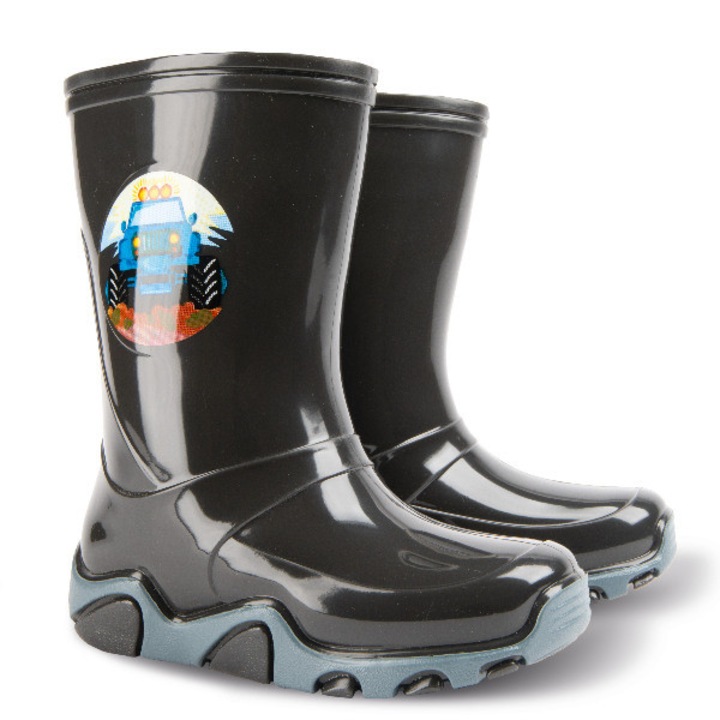 Demar STORMER I gyermek Wellington csizma, vízálló, kényelmes, fekete, szintetikus anyagból