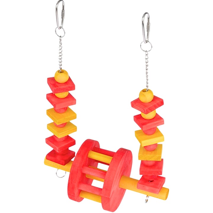 Leagan pentru pasari Parrot Planet, Diabelski Mlyn M, lemn natural colorat, 19x10x30cm