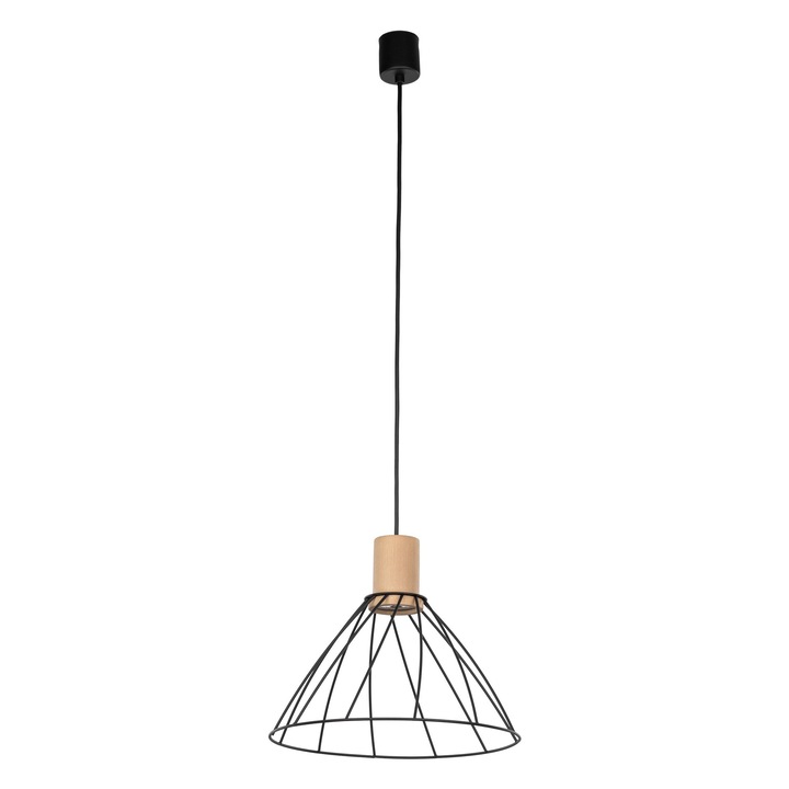 Lustra TK-Lighting Modesto, 1 abajur, metal, design modern, culoare lemn, dimensiuni variate