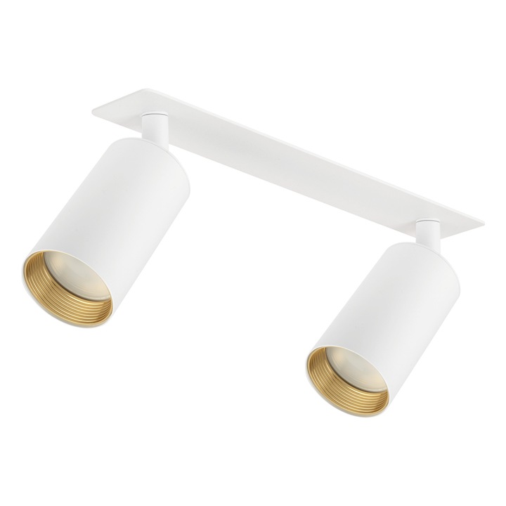 TK-Lighting AMIS стенна лампа, бяла, 2xGU10, златен пръстен, минималистичен дизайн