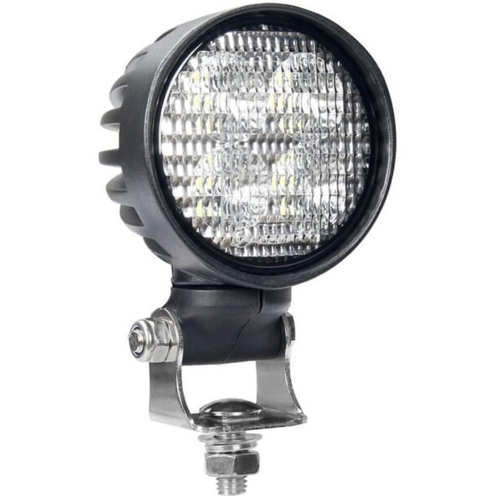 LED munkalámpa Deutz-Fahr, Claas, Kubota, Hydrema, Valtra, Valmet gépekhez, kerek 40W 4000lm 10/30V 84x126x71,8 mm AMP csatlakozóval, fókuszált fény 4 LED 360° Kramp LA10551SP