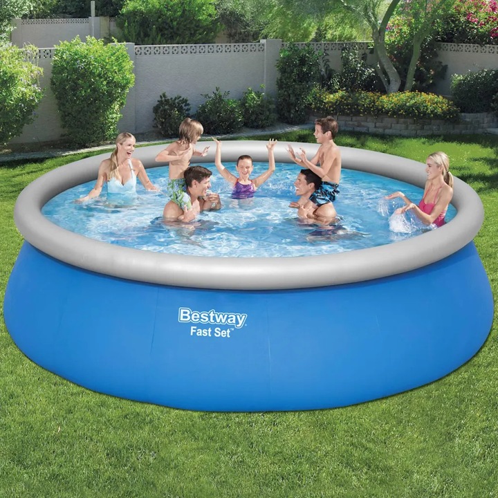 Piscina gonflabila, Bestway, Fast Set, 457x122cm, cu pompa electrica, scarita inclusa