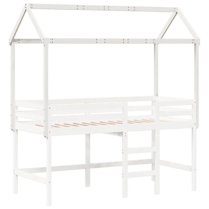Baldachin pentru pat copii, alb, VidaXL, 207x95,5x159 cm, pin