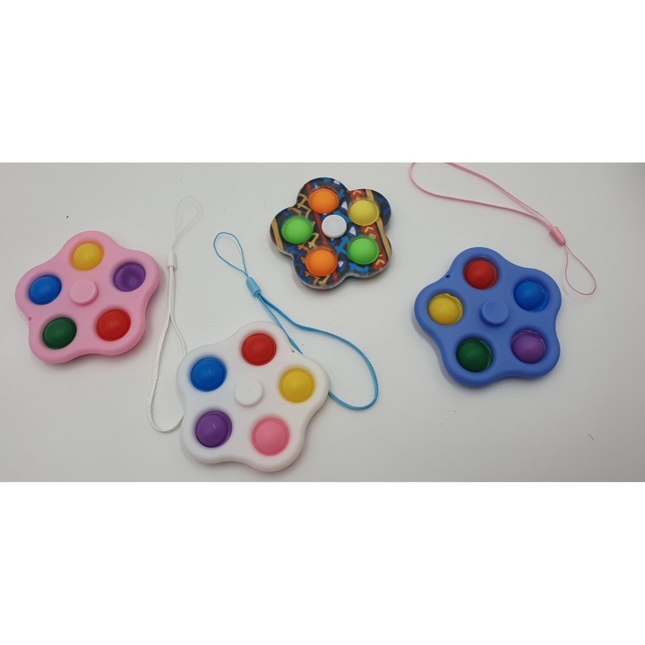 Jucarie antistres GGV fidget spinner push bubble pop it floare multicolor mic