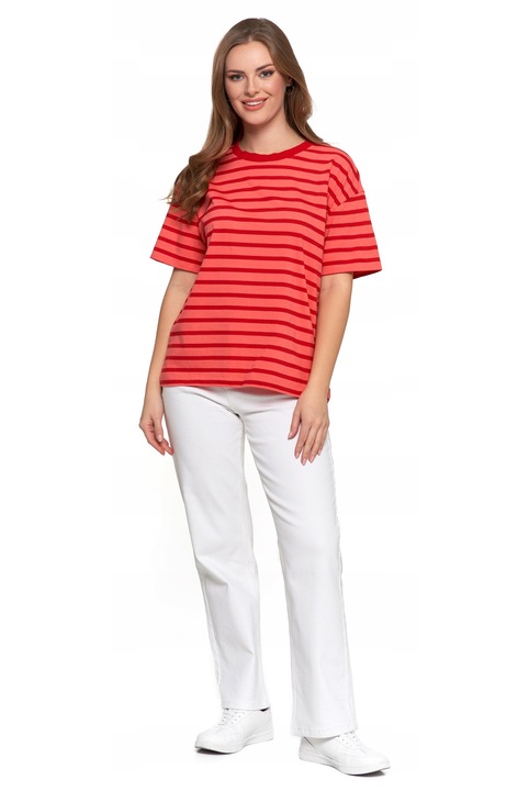 Női póló, Moraj, csíkos, pamut, bő, rövid ujjú