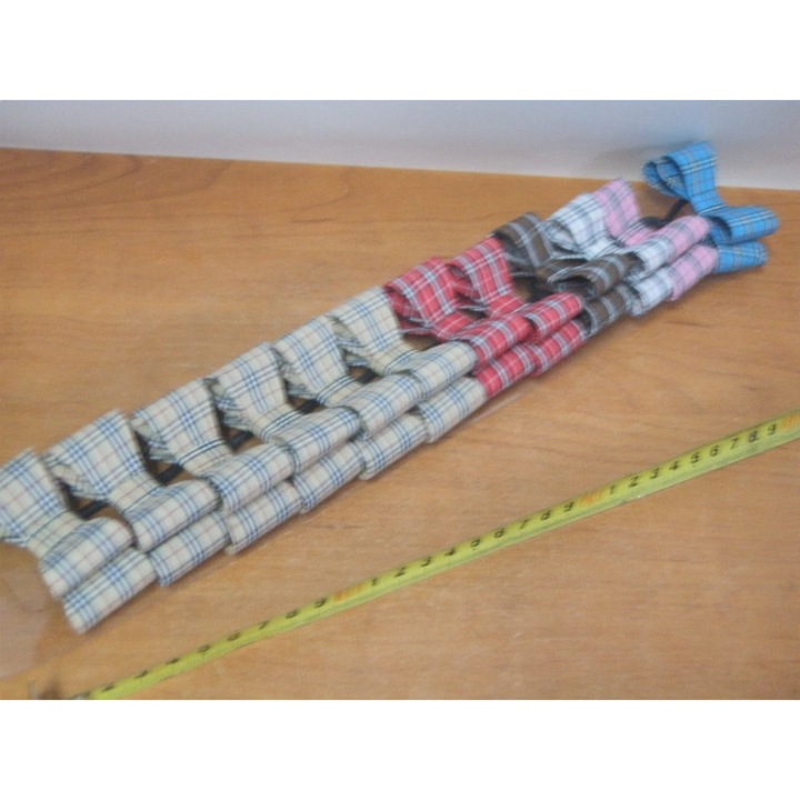 Set accesorii par, SANDEX, elastice par 12 buc, model kokarda, carouri, multicolor