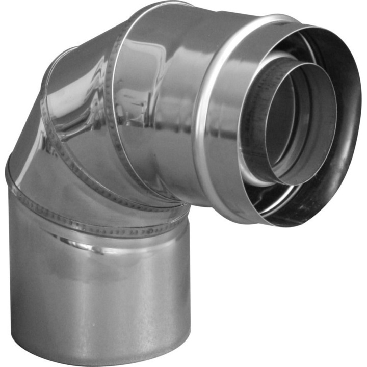 Cot aer-evacuare Immergas DN60/100 dublu perete argintiu 0.5mm