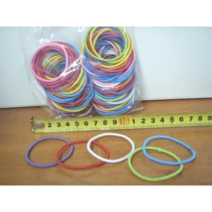 Set elastice pentru par, SANDEX, 100 bucati, multicolor, subtiri