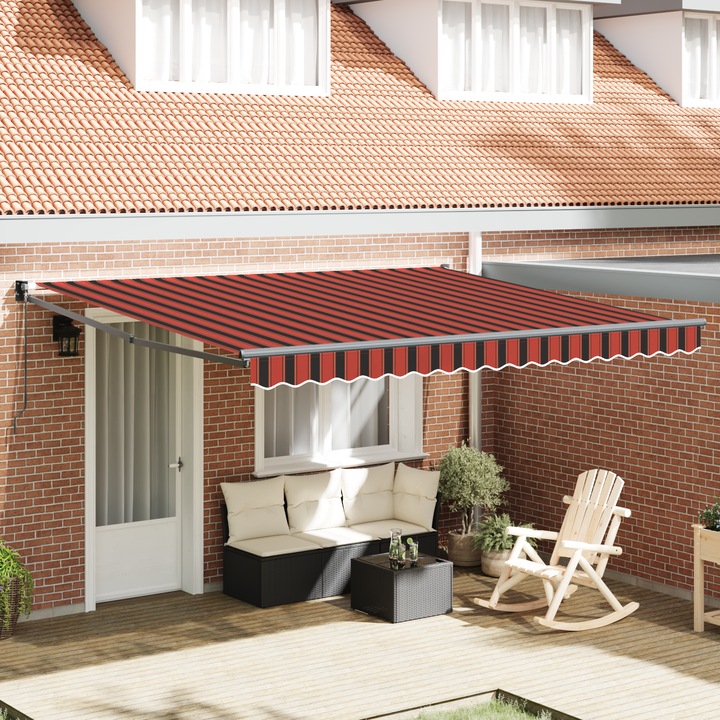 Cort electric retractabil vidaXL, Galben si portocalie 400 × 350 cm