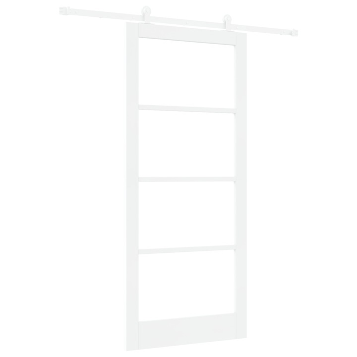 Usi glisante cu set de accesorii 'ORKDAL' Lemn masiv si sticla alba, Usi de interior cu sticla 'ORKDAL' Alba 93x211x4 cm vidaXL