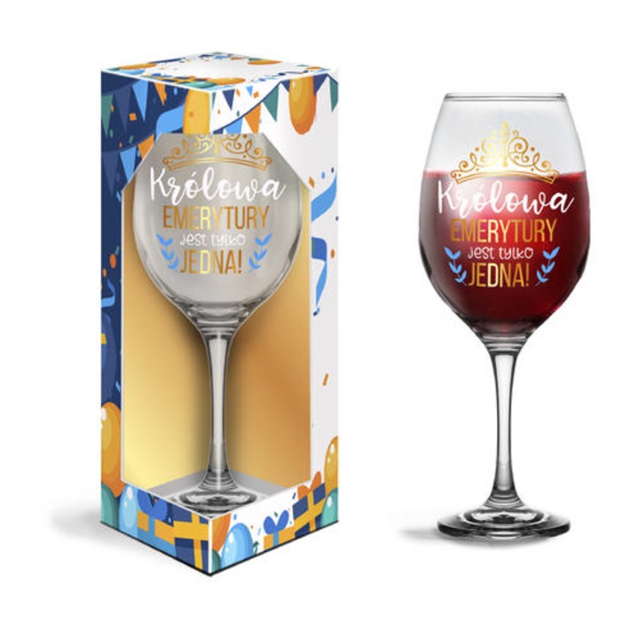 Pahar de vin BGtech, KROLOWA EMERYTURY, 580ml