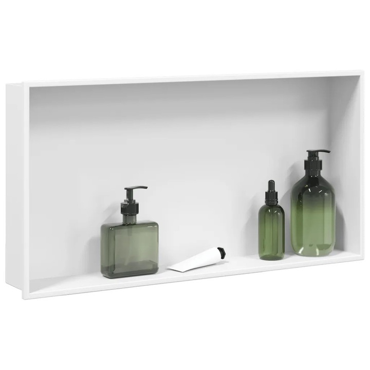 VidaXL matt fehér rozsdamentes acél zuhanypolc 62 x 32 x 9 cm 4005131